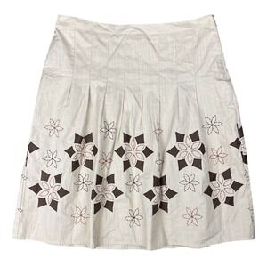 LOFT Skirt Womens 8 Beige Pleated Lightweight Lined‎ Cottagecore Casual Hippie